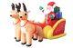 6 Foot Long Christmas Inflatable Santa On Sleigh With Reindeer Yard Decoration