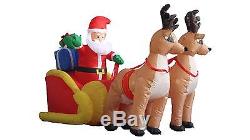 6 Foot Long Christmas Inflatable Santa on Sleigh with Reindeer Yard Decoration