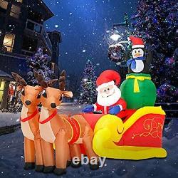 6 Ft Christmas Inflatable Decoration Santa Claus On Sleigh With Reindeers And Pe