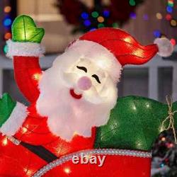 6 Ft. LED Santa'S Sleigh with Reindeer Holiday Yard Decoration