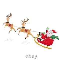 6 Ft. LED Santa'S Sleigh with Reindeer Holiday Yard Decoration