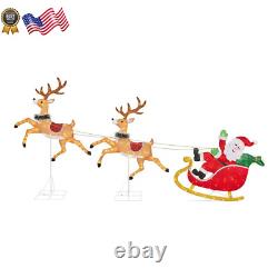 6 Ft. Yuletide Lane LED Santa Sleigh with Reindeer Holiday Yard Decoration