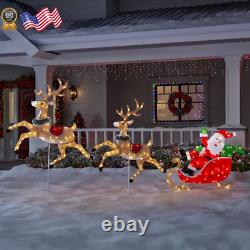 6 Ft. Yuletide Lane LED Santa Sleigh with Reindeer Holiday Yard Decoration