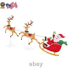 6 Ft. Yuletide Lane LED Santa Sleigh with Reindeer Holiday Yard Decoration