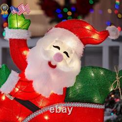 6 Ft. Yuletide Lane LED Santa Sleigh with Reindeer Holiday Yard Decoration