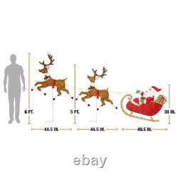 6 Ft. Yuletide Lane Led Santa'S Sleigh With Reindeer Holiday Yard Decoration Y40