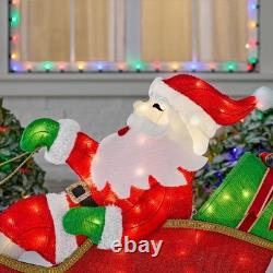 6 Ft. Yuletide Lane Led Santa'S Sleigh With Reindeer Holiday Yard Decoration Y40