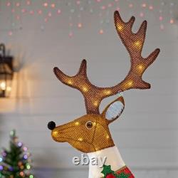 6 Ft. Yuletide Lane Led Santa'S Sleigh With Reindeer Holiday Yard Decoration Y40