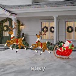 6' LED Santa's Sleigh & Reindeer, Lighted Outdoor Christmas Yard Decor