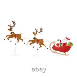 6' LED Santa's Sleigh & Reindeer, Lighted Outdoor Christmas Yard Decor