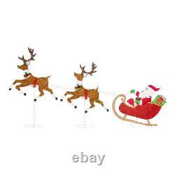 6' LED Santa's Sleigh & Reindeer, Lighted Outdoor Christmas Yard Decor