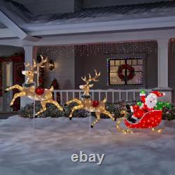 6' Pre-Lit Santa's Sleigh Reindeer Christmas Outdoor LED Holiday Yard Decoration