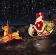 6' Santa Reindeer Sleigh Lighted Blow Mold Display Outdoor Christmas Decor New