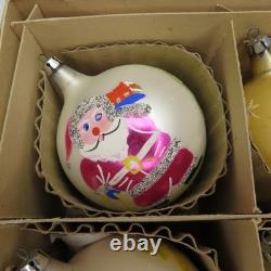 6 Vtg Fantasia Poland Jumbo Glass Christmas Tree Ornaments Santa Reindeer Sleigh