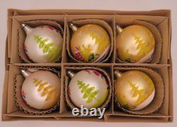 6 Vtg Fantasia Poland Jumbo Glass Christmas Tree Ornaments Santa Reindeer Sleigh