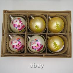 6 Vtg Fantasia Poland Jumbo Glass Christmas Tree Ornaments Santa Reindeer Sleigh
