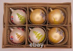 6 Vtg Fantasia Poland Jumbo Glass Christmas Tree Ornaments Santa Reindeer Sleigh