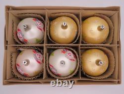 6 Vtg Fantasia Poland Jumbo Glass Christmas Tree Ornaments Santa Reindeer Sleigh