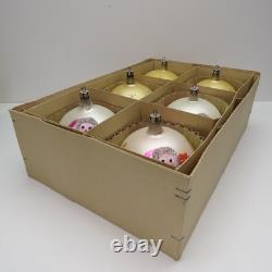 6 Vtg Fantasia Poland Jumbo Glass Christmas Tree Ornaments Santa Reindeer Sleigh