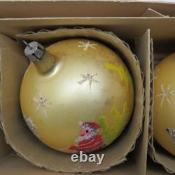 6 Vtg Fantasia Poland Jumbo Glass Christmas Tree Ornaments Santa Reindeer Sleigh