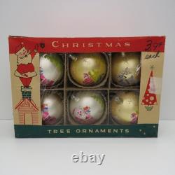6 Vtg Fantasia Poland Jumbo Glass Christmas Tree Ornaments Santa Reindeer Sleigh