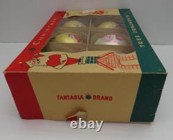 6 Vtg Fantasia Poland Jumbo Glass Christmas Tree Ornaments Santa Reindeer Sleigh