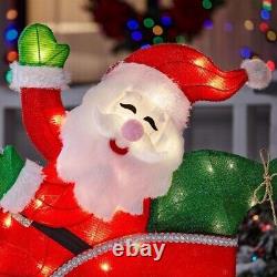 6 ft. LED Santa Sleigh with Reindeer Yuletide Lane Christmas Yard Decoration