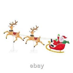 6 ft. LED Santa Sleigh with Reindeer Yuletide Lane Christmas Yard Decoration