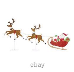 6 ft. Yuletide Lane LED Santa's Sleigh with Reindeer Holiday Yard Decoration Y40
