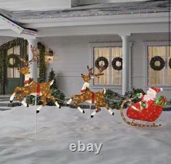 6 ft. Yuletide Lane LED Santa's Sleigh with Reindeer Holiday Yard Decoration Y40