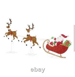 6 ft. Yuletide Lane LED Santa's Sleigh with Reindeer Holiday Yard Decoration Y40