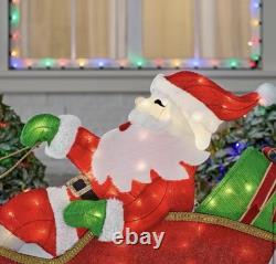 6 ft. Yuletide Lane LED Santa's Sleigh with Reindeer Holiday Yard Decoration Y40