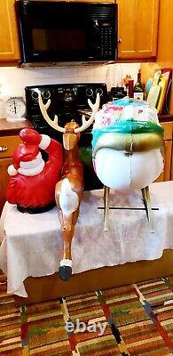 6ft Blow Mold Santa Sleigh and Reindeer by General Foam Plastics 2001