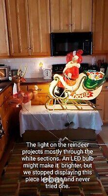 6ft Blow Mold Santa Sleigh and Reindeer by General Foam Plastics 2001