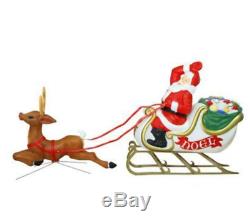 72L Christmas Blow Molded Santa/Sleigh & Reindeer Illuminated Yard Decoration