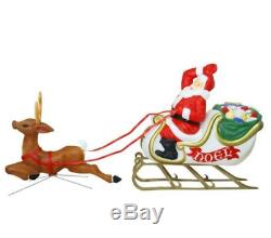 72L Christmas Blow Molded Santa/Sleigh & Reindeer Illuminated Yard Decoration