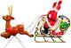 72 Christmas Santa With Sleigh And Reindeer Blow Mold Set Yard Decor