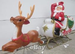 72 Giant Santa With Sleigh Reindeer Christmas Blow Mold Outdoor Yard Decoration