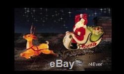 72 Santa Sleigh And Reindeer Christmas Yard Garden Lawn Decor Blow Mold Figure