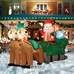 7FT Inflatable LED Santa Claus Reindeers With Sleigh Christmas Yard Decoration