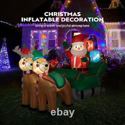 7FT Inflatable LED Santa Claus Reindeers With Sleigh Christmas Yard Decoration