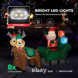 7FT Inflatable LED Santa Claus Reindeers With Sleigh Christmas Yard Decoration