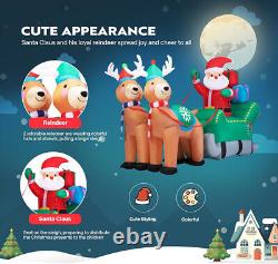 7FT Inflatable LED Santa Claus Reindeers With Sleigh Christmas Yard Decoration