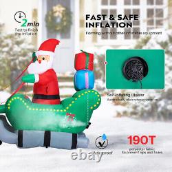 7FT Inflatable LED Santa Claus Reindeers With Sleigh Christmas Yard Decoration