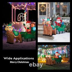 7FT Inflatable LED Santa Claus Reindeers With Sleigh Christmas Yard Decoration