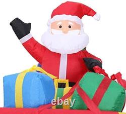7.2Ft Long Christmas Inflatable LED Lighted Santa on Sleigh with Reindeers and G