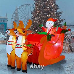 7.2 FT Inflatable LED Santa Claus Reindeers With Sleigh Christmas Party Yard Decor