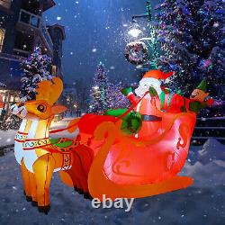7.2 FT Inflatable LED Santa Claus Reindeers With Sleigh Christmas Party Yard Decor