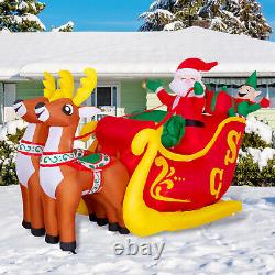 7.2 FT Inflatable LED Santa Claus Reindeers With Sleigh Christmas Party Yard Decor