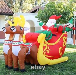 7.2 FT Inflatable LED Santa Claus Reindeers With Sleigh Christmas Party Yard Decor